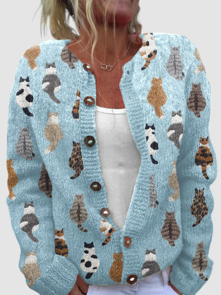 BRAMLEY | CAT PRINT CARDIGAN