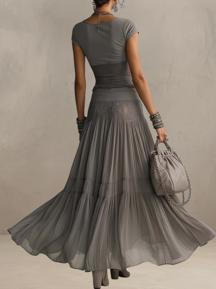 LIVIANA | LACE PANEL MAXI SKIRT SET