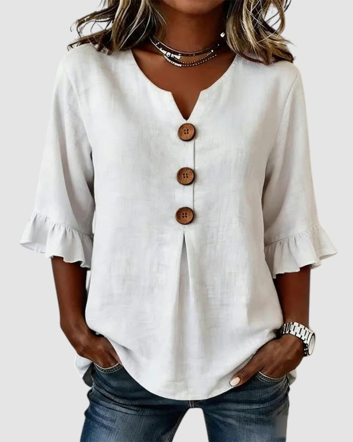 SOPHIA | LINEN BLEND BUTTON BLOUSE
