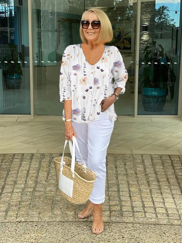 ALVINA | ELEGANT FLORAL BLOUSE