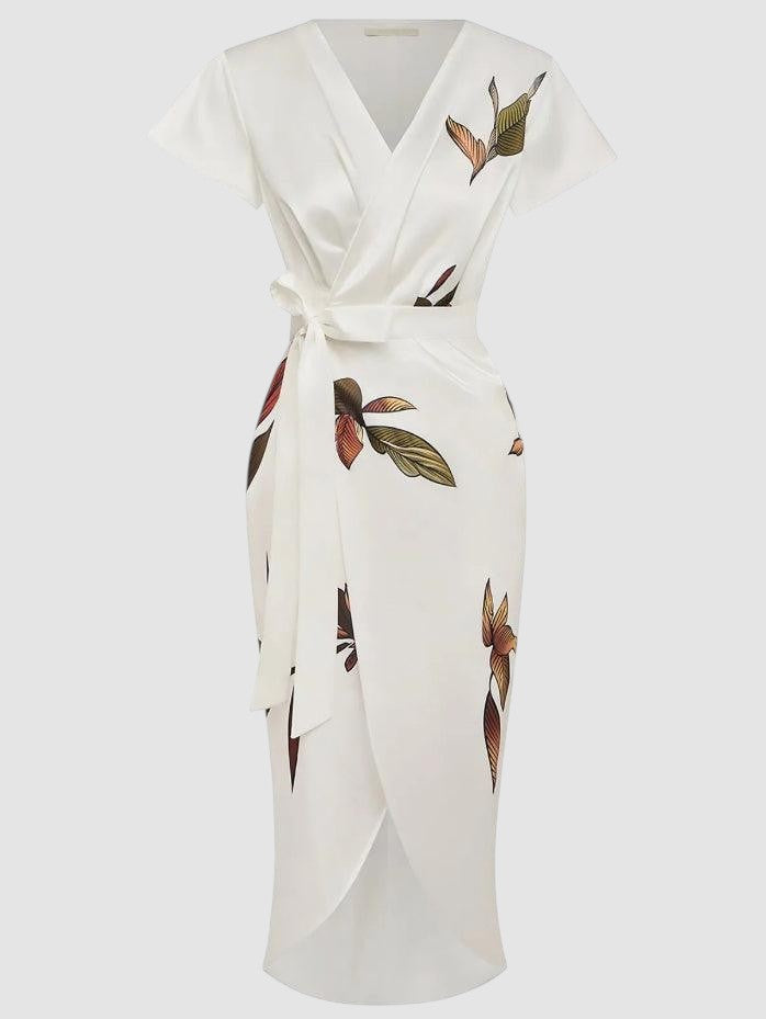 LINDA | FLORAL WRAP MIDI DRESS