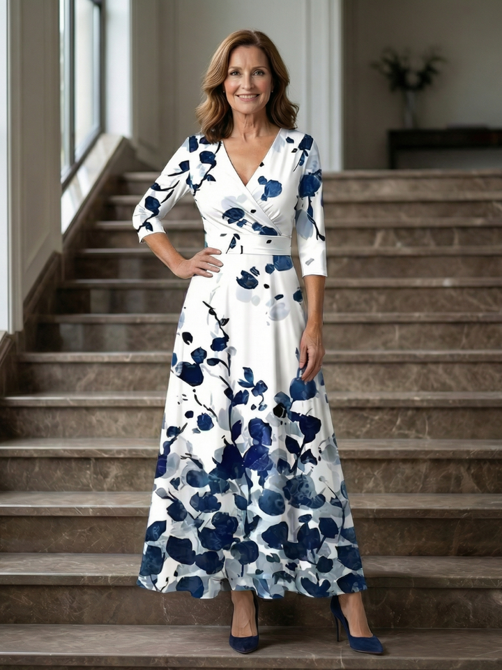 CELINE | CROSS-WRAP NECK MIDI DRESS