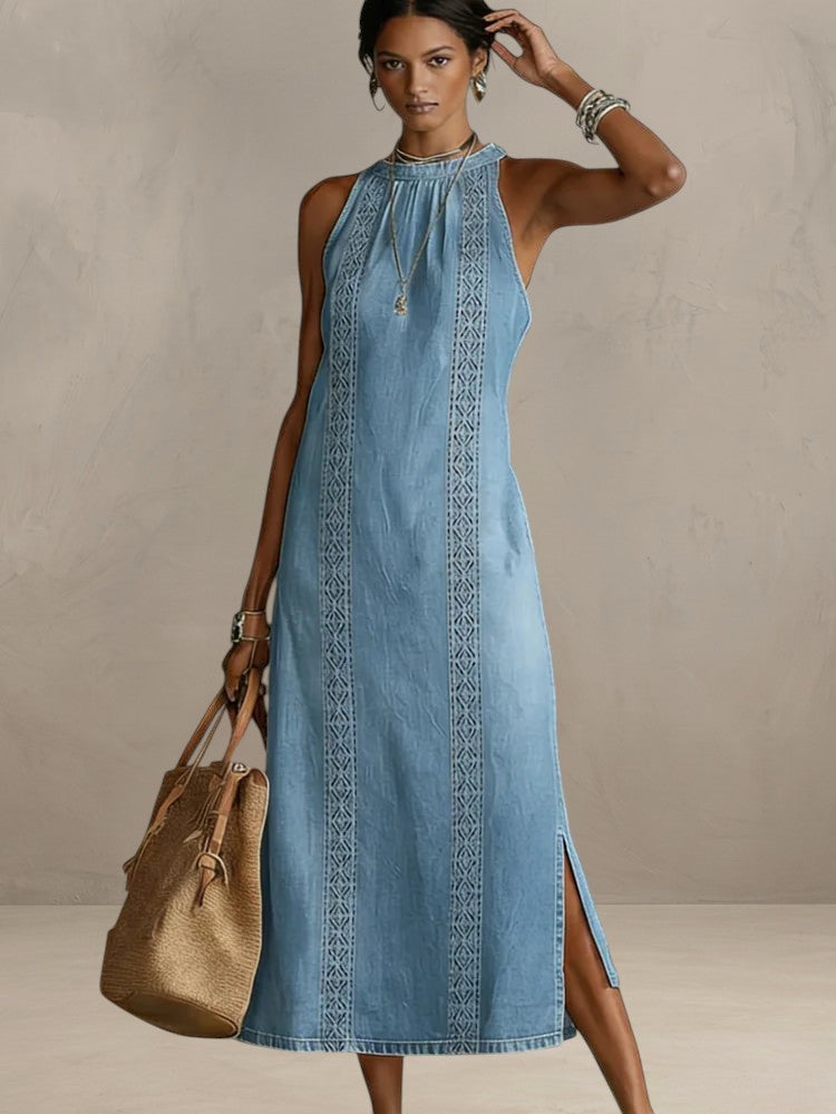 AURORA | DENIM DRESS WITH RETRO LACE