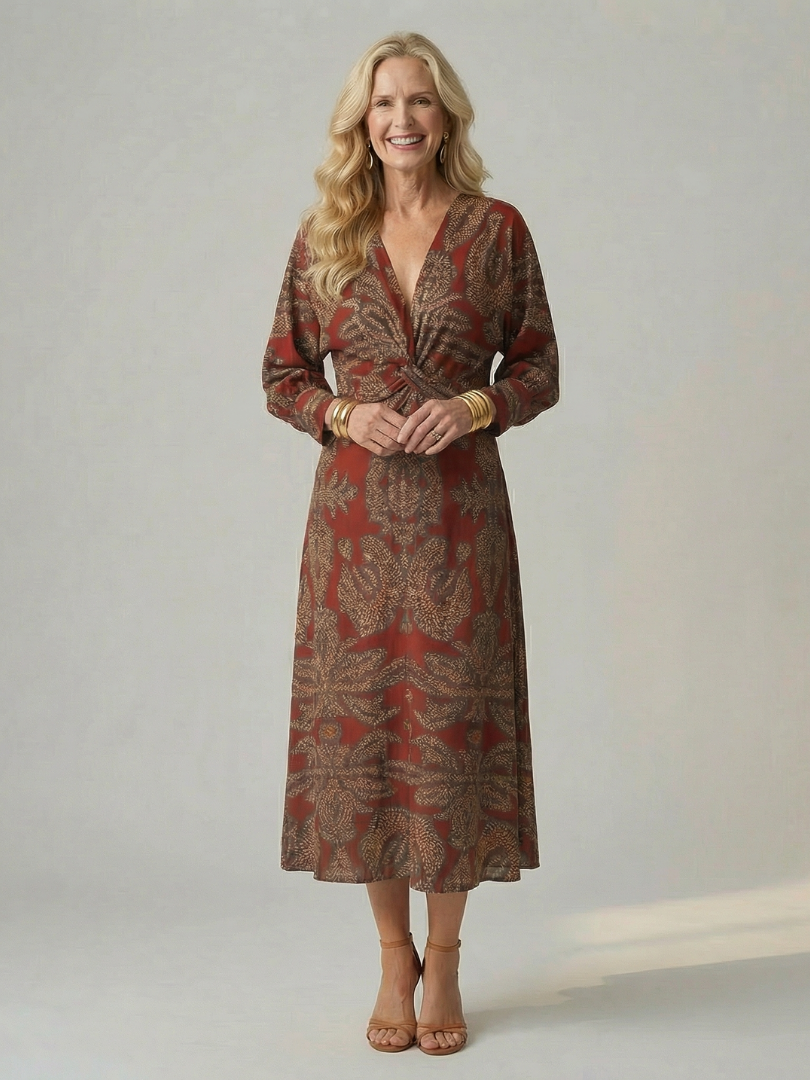 LUNE | NATURAL WRAP MIDI DRESS