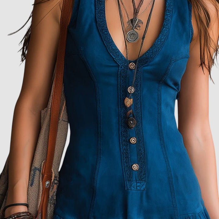 ALISON | BOHEMIAN BUTTON MINI DRESS