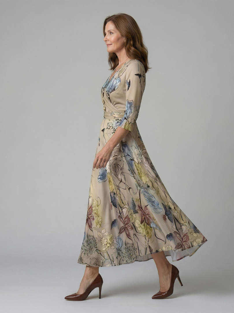 CELINE | CROSS-WRAP NECK MIDI DRESS