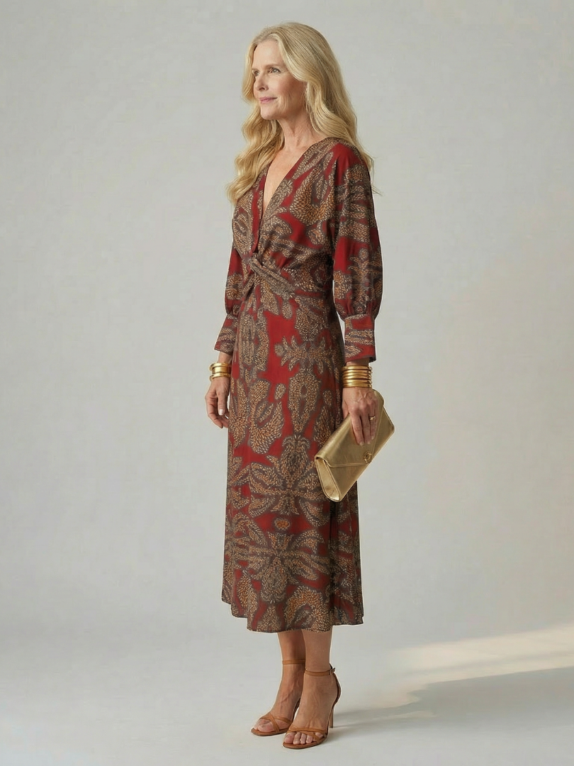 LUNE | NATURAL WRAP MIDI DRESS