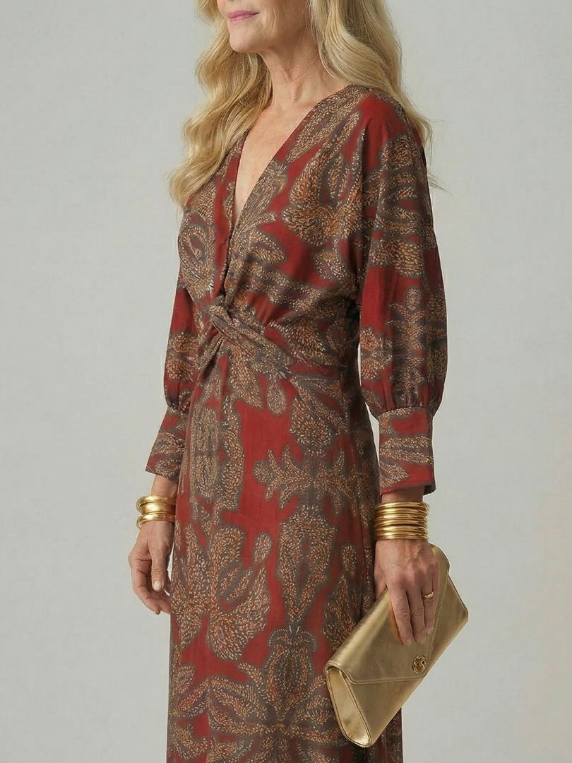 LUNE | NATURAL WRAP MIDI DRESS