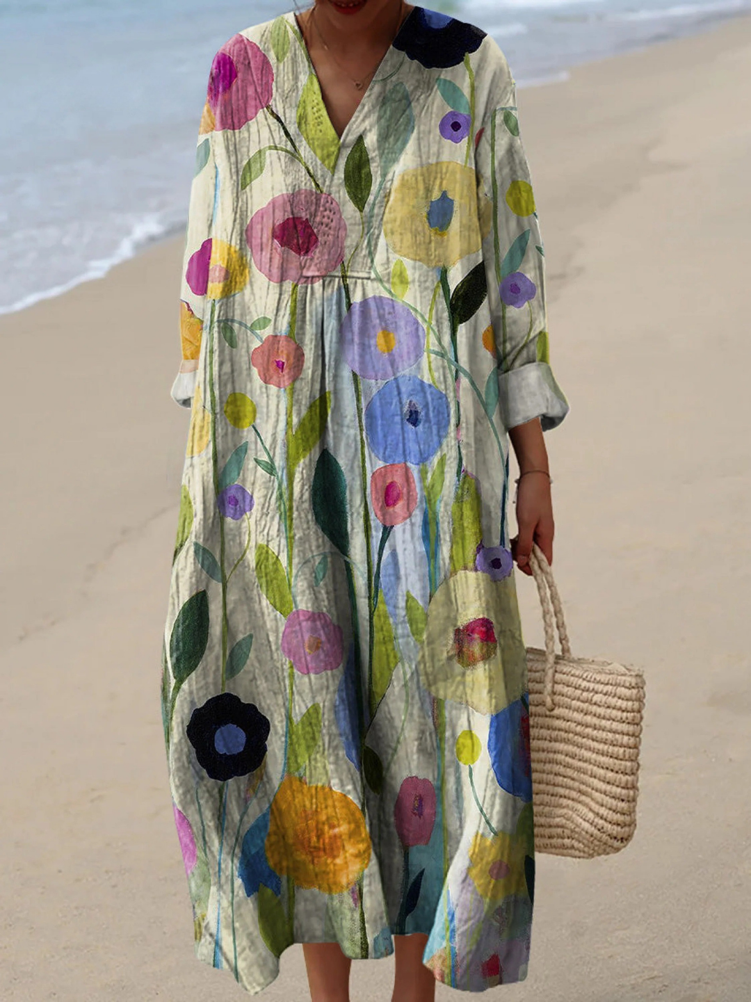 MILEY | OIL PAINTING SPRING FIELD ART PRINTED WOMEN’S DRESS