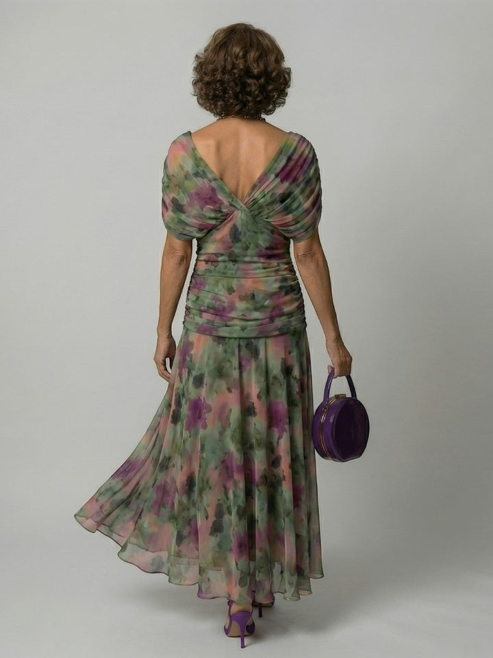 CINDRY | OFF SHOULDER FLOW MIDI DRESS