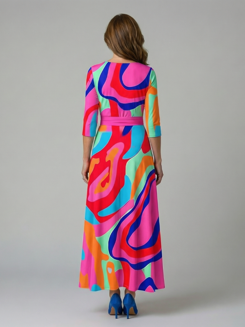 CELINE | CROSS-WRAP NECK MIDI DRESS