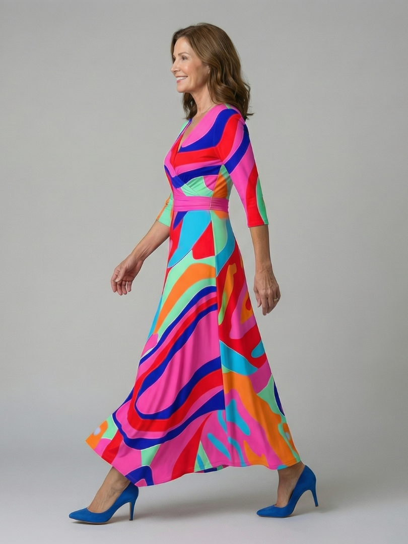 CELINE | CROSS-WRAP NECK MIDI DRESS