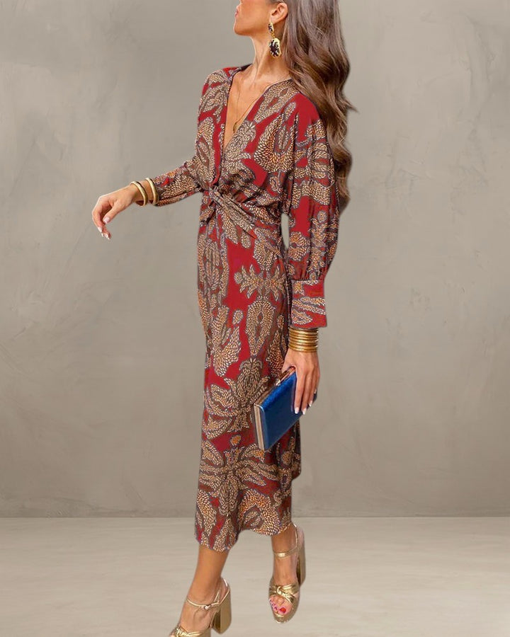 MINA | ELEGANT DRESS WITH LONG SLEEVES AND FLORAL PRINT