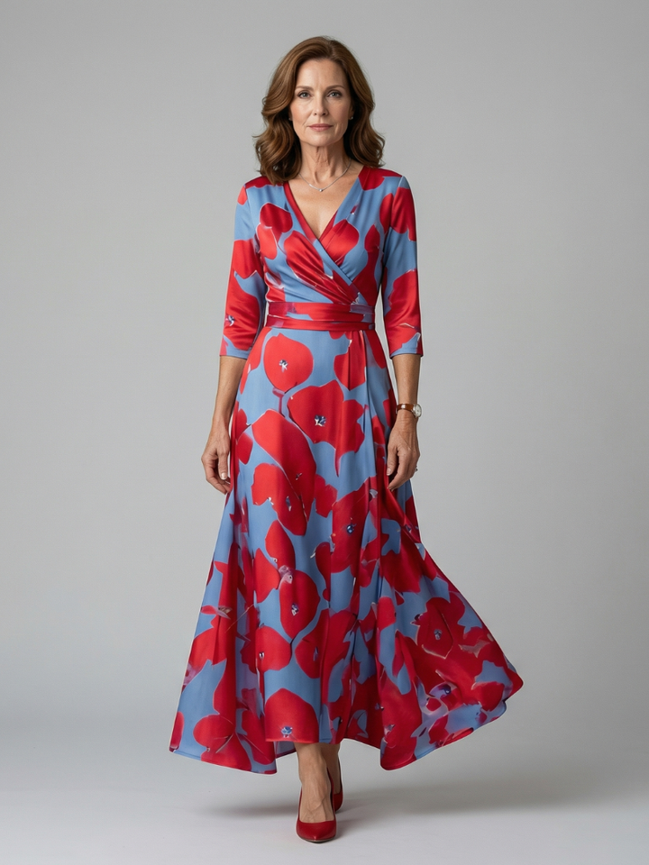 CELINE | CROSS-WRAP NECK MIDI DRESS