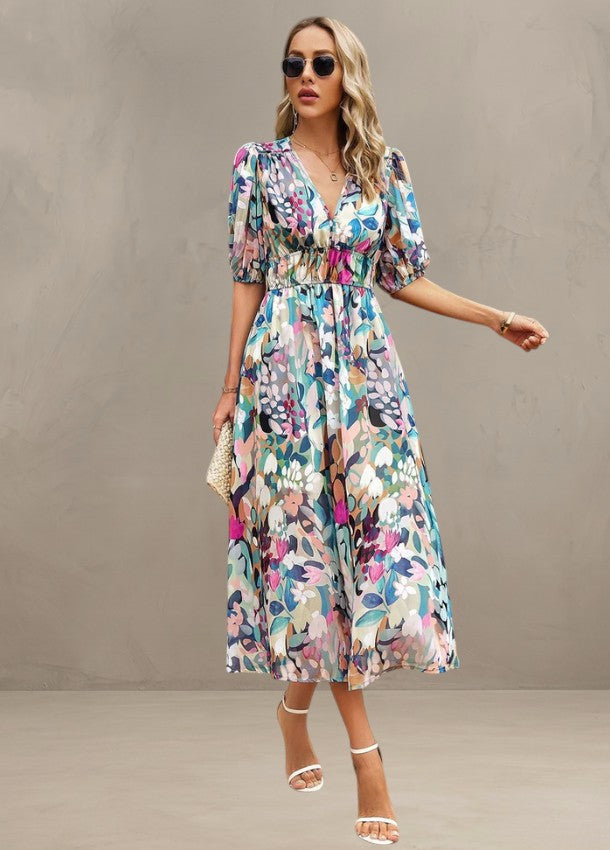 ASTELLA | FLATTERING FLORAL MIDI DRESS