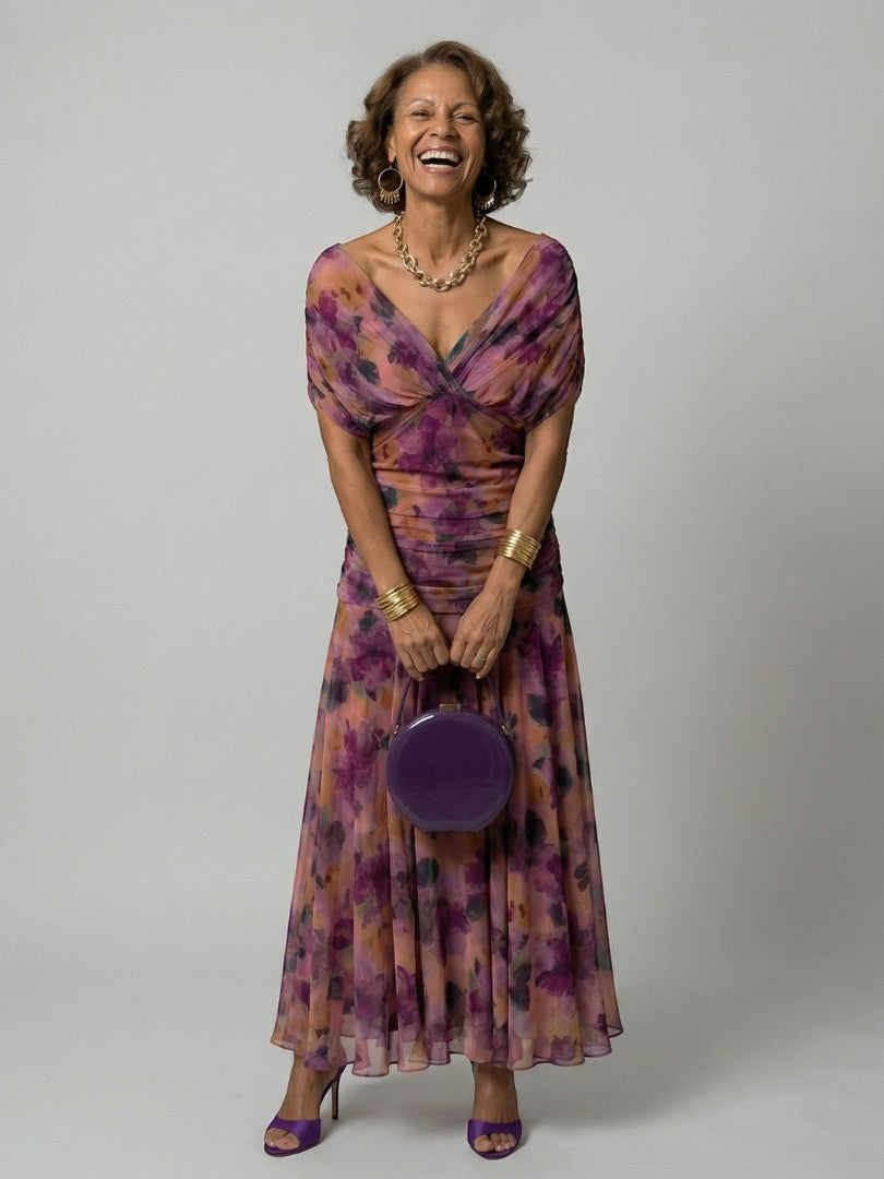 CINDRY | OFF SHOULDER FLOW MIDI DRESS