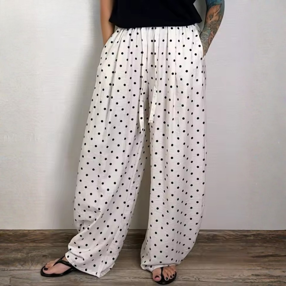 POLARA | POLKA DOT WIDE-LEG TROUSERS