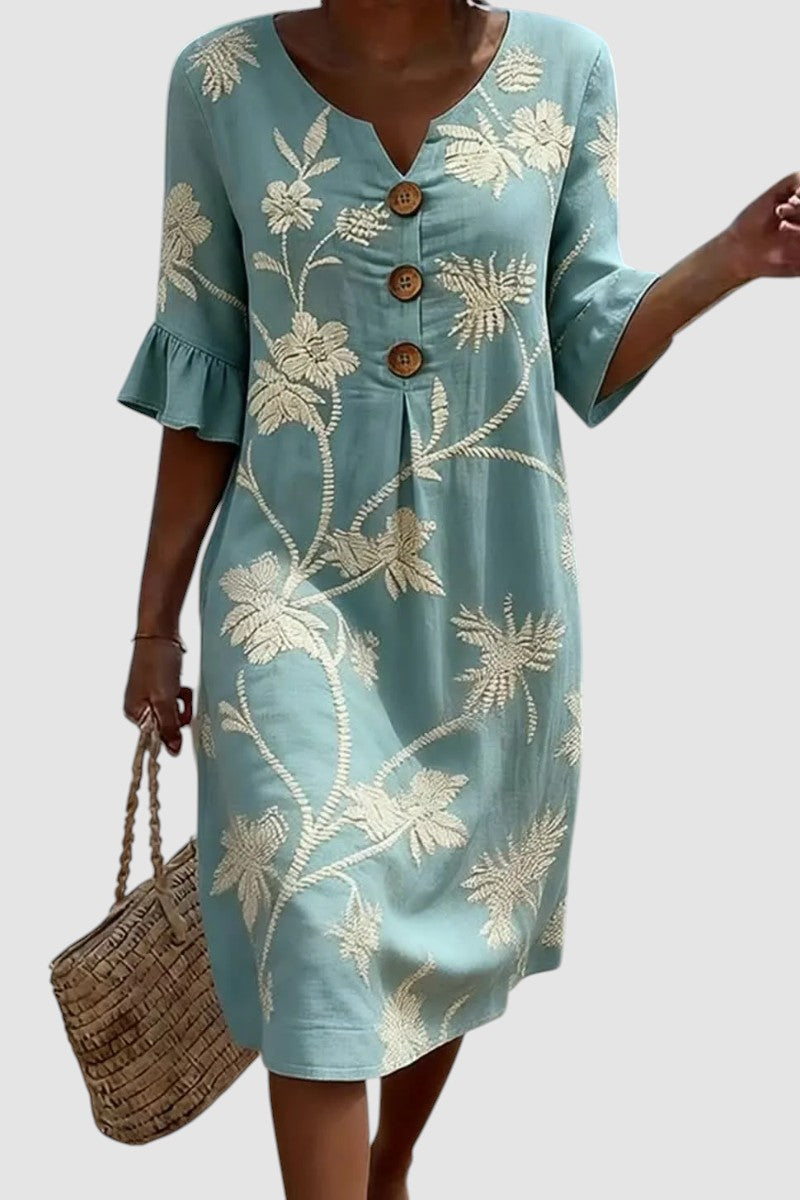 HARBOUR | EMBROIDERED BOTANICAL MIDI DRESS