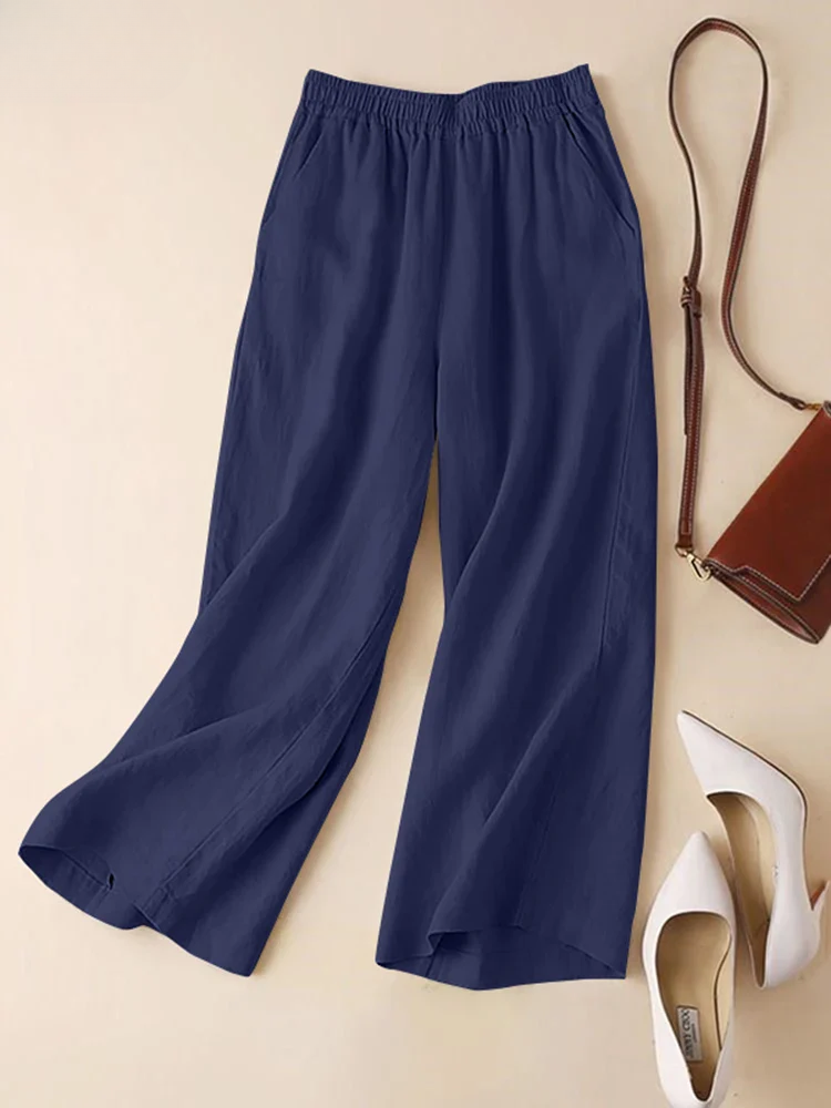 ARLENA | COTTON LINEN WIDE-LEG TROUSERS