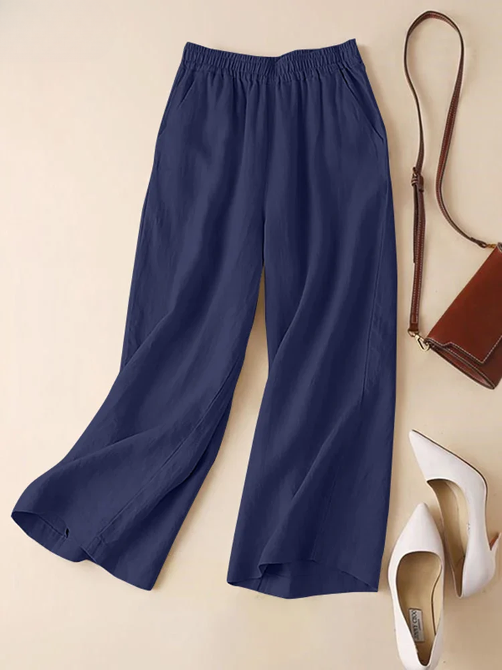 ARLENA | COTTON LINEN WIDE-LEG TROUSERS