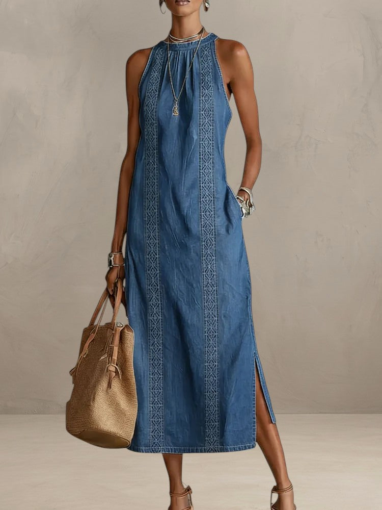 AURORA | DENIM DRESS WITH RETRO LACE