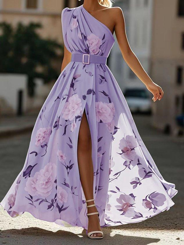 PHYLLIS | ONE-SHOULDER CHIFFON MAXI DRESS