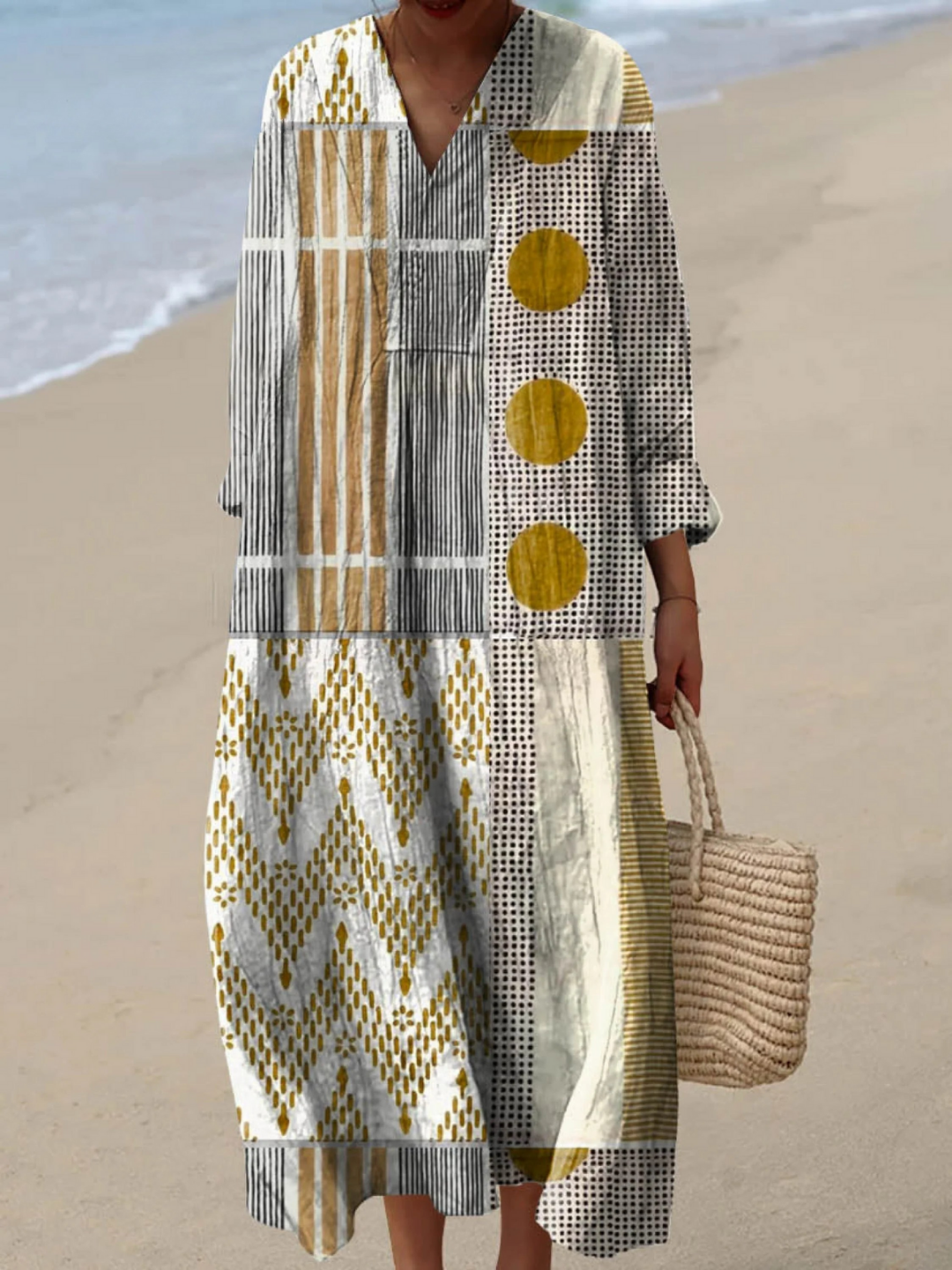 MAYA | WOMEN’S ABSTRACT GEOMETRIC PATTERN ART PRINT DRESS