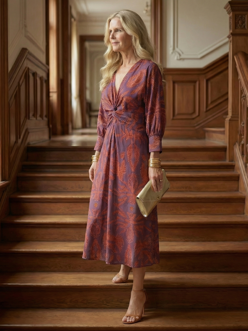 LUNE | NATURAL WRAP MIDI DRESS
