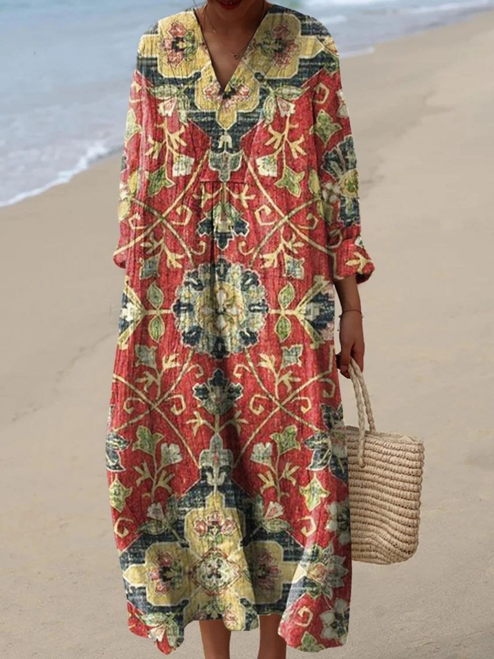 SUNNY | VINTAGE LOVELY FLORAL ART PRINT FLOWY DRESS