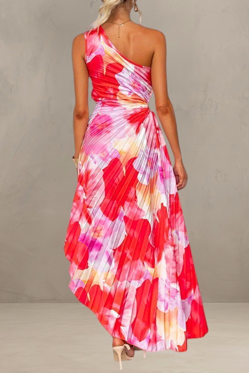 ISABELLE | ONE-SHOULDER FLORAL RUCHED MAXI DRESS