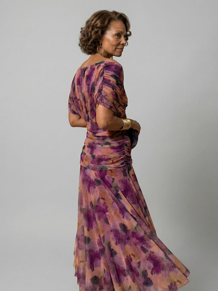 CINDRY | OFF SHOULDER FLOW MIDI DRESS