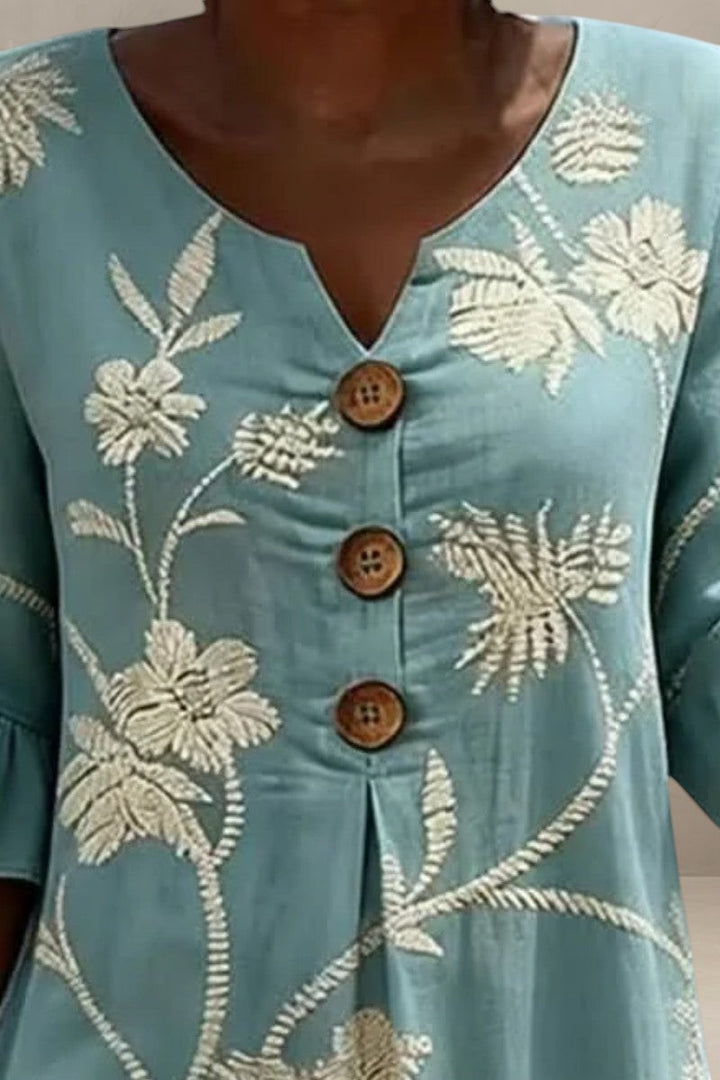 HARBOUR | EMBROIDERED BOTANICAL MIDI DRESS
