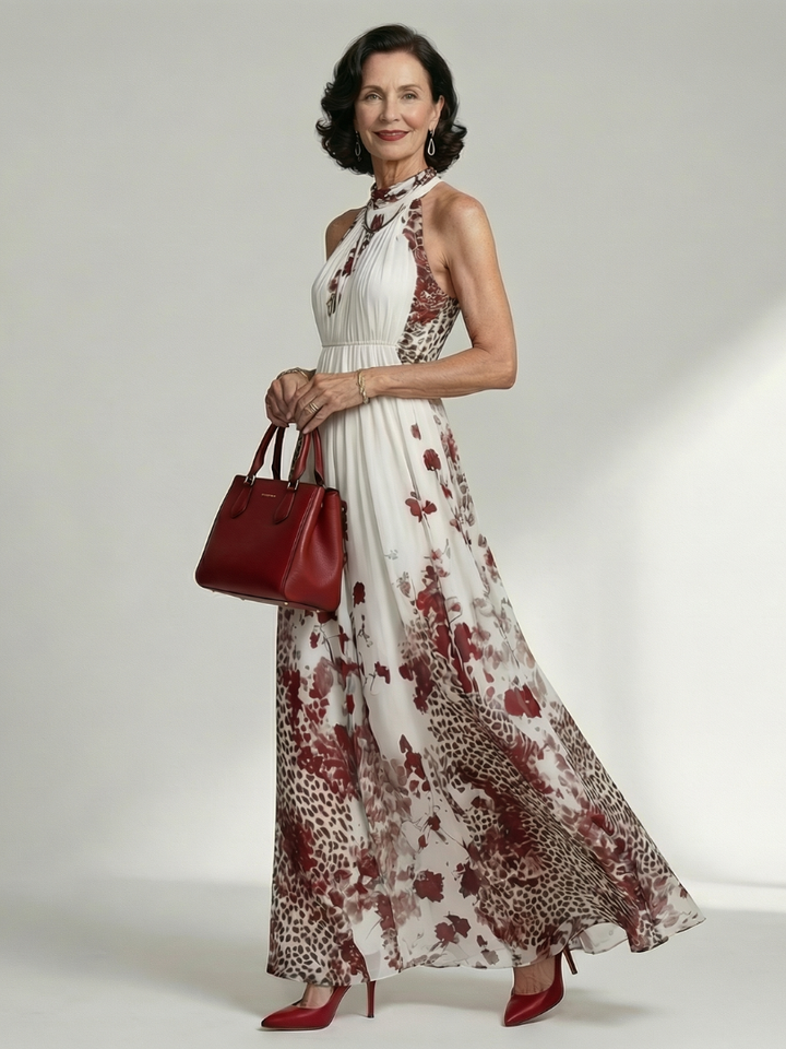 ORLUNE | PLEATED WHITE MAXI DRESS