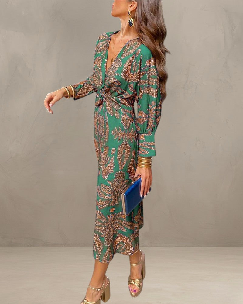 MINA | ELEGANT DRESS WITH LONG SLEEVES AND FLORAL PRINT