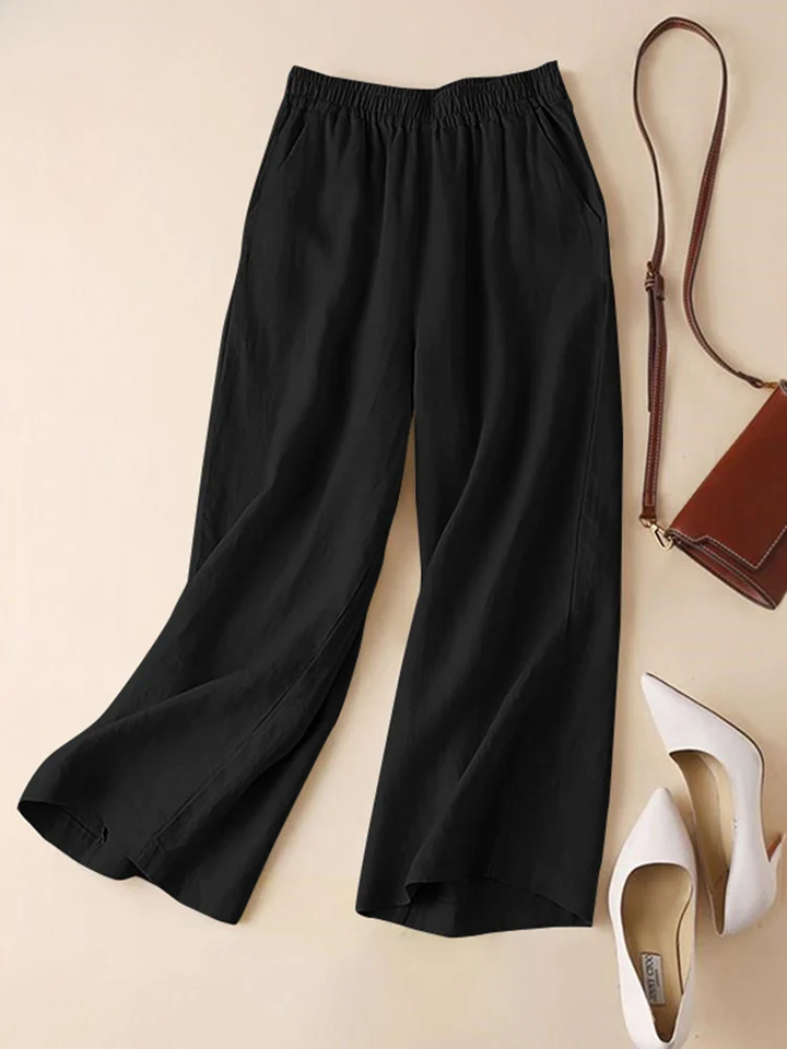 ARLENA | COTTON LINEN WIDE-LEG TROUSERS