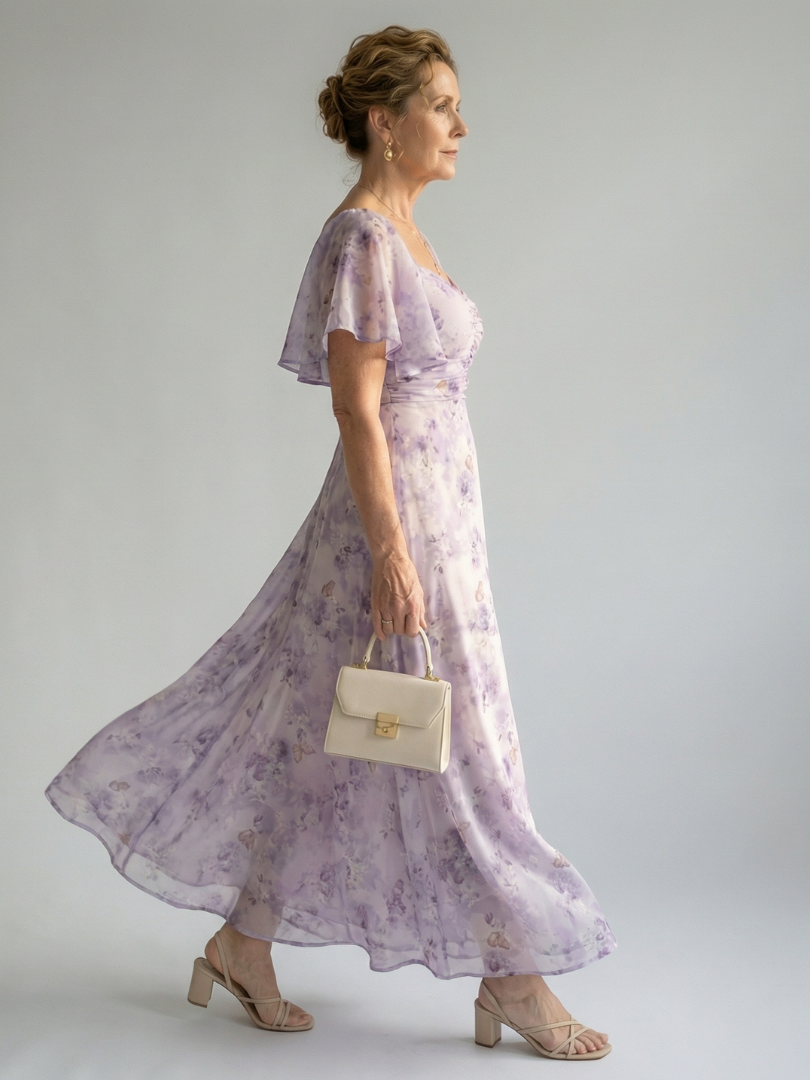 VAELIS | FLUTTER SLEEVE MIDI DRESS