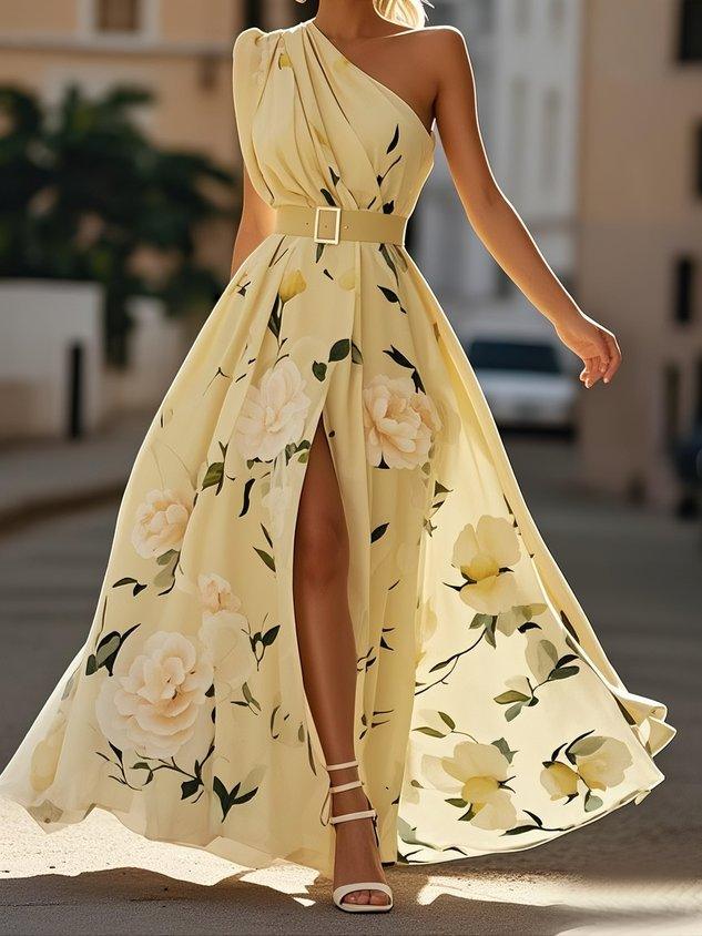 PHYLLIS | ONE-SHOULDER CHIFFON MAXI DRESS