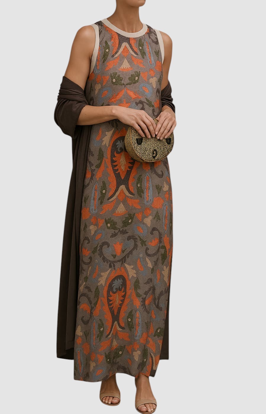 ELAINE | PRINTED MAXI DRESS & MATCHING VEST SET
