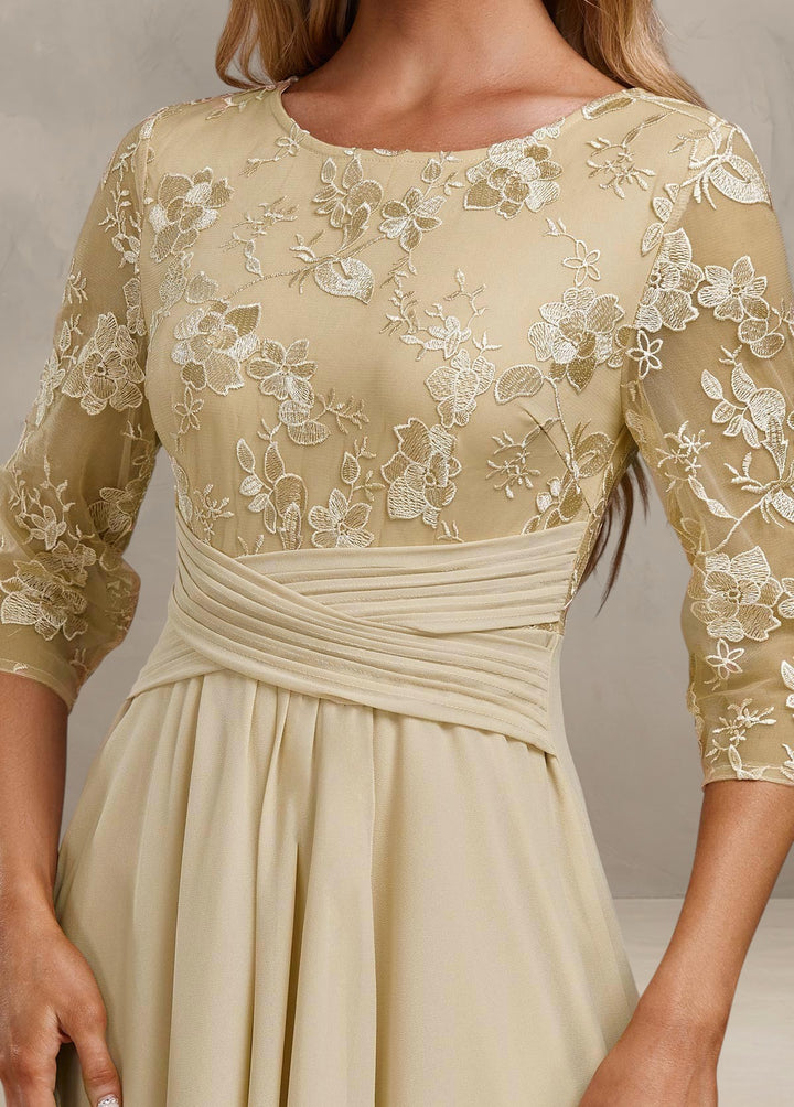 ELIN | CHAMPAGNE DRESS WITH DELICATE EMBROIDERY