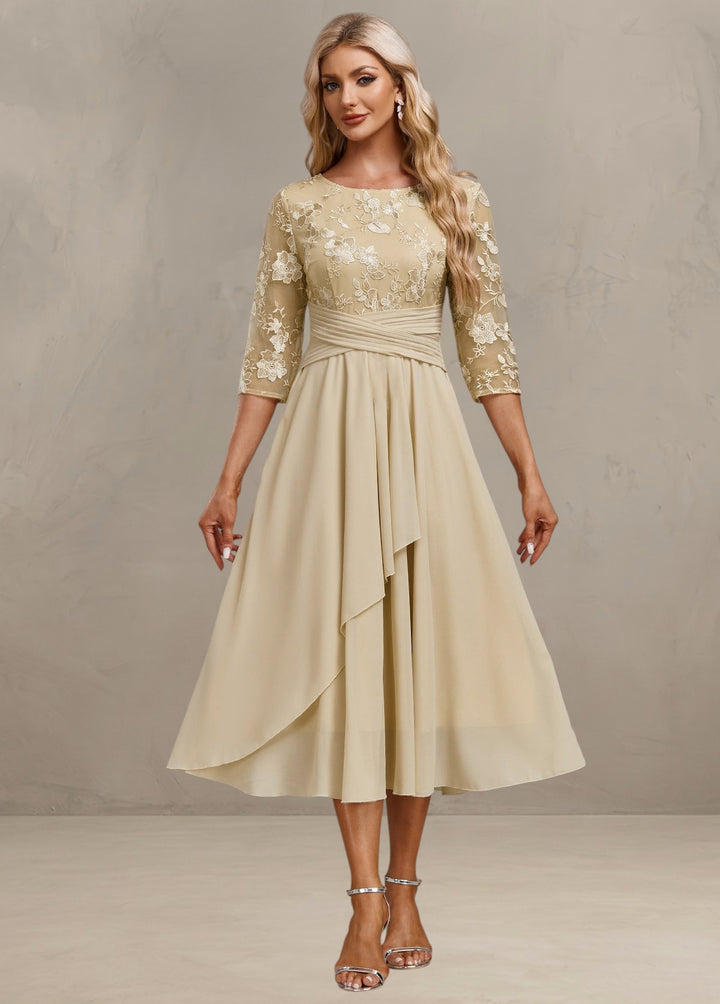 ELIN | CHAMPAGNE DRESS WITH DELICATE EMBROIDERY