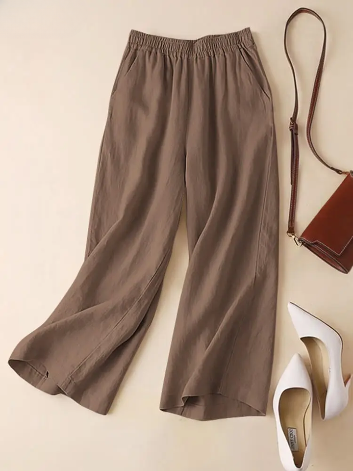 ARLENA | COTTON LINEN WIDE-LEG TROUSERS
