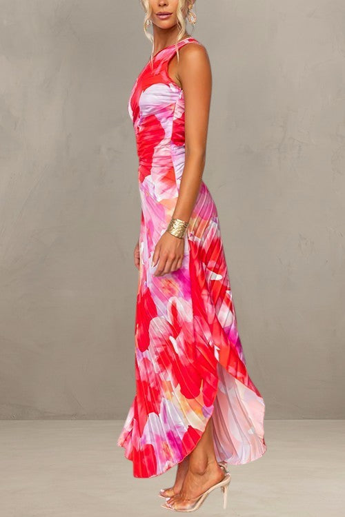 ISABELLE | ONE-SHOULDER FLORAL RUCHED MAXI DRESS
