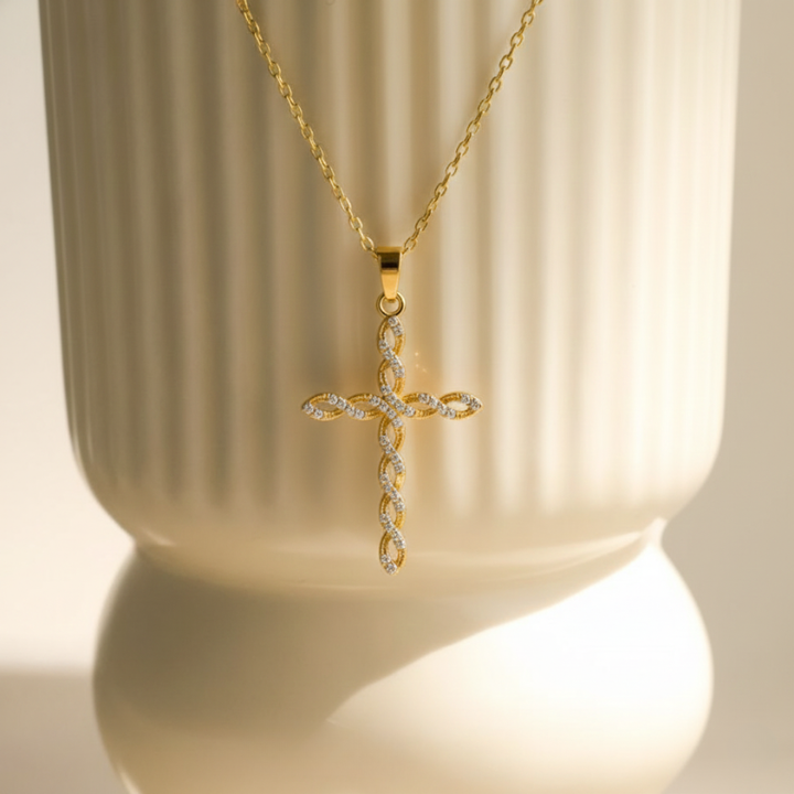 ELARA | TWISTED CROSS NECKLACE