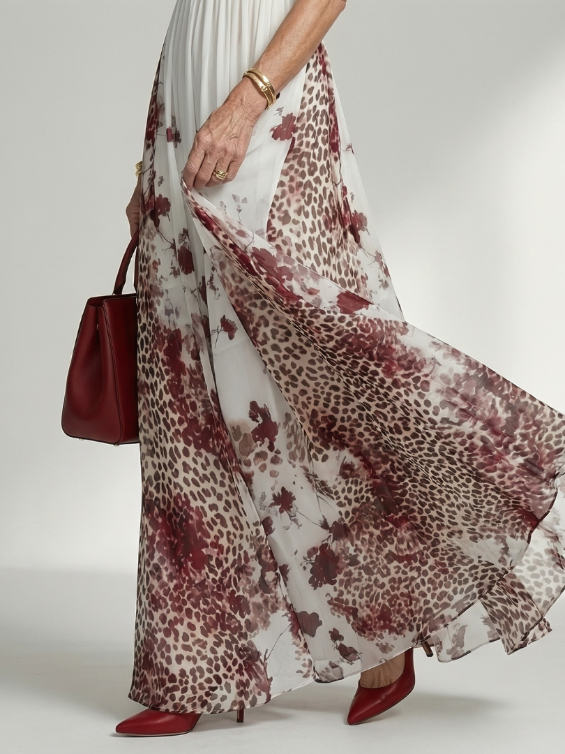 ORLUNE | PLEATED WHITE MAXI DRESS