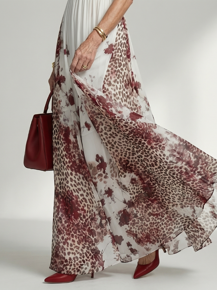 ORLUNE | PLEATED WHITE MAXI DRESS