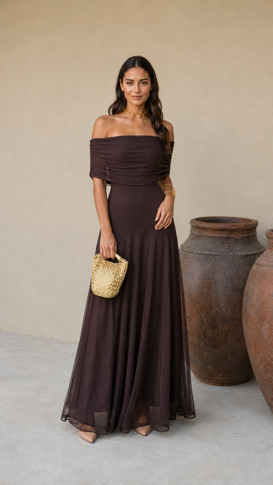 MIRELLA | CHOCOLATE BROWN FLOW DRESS