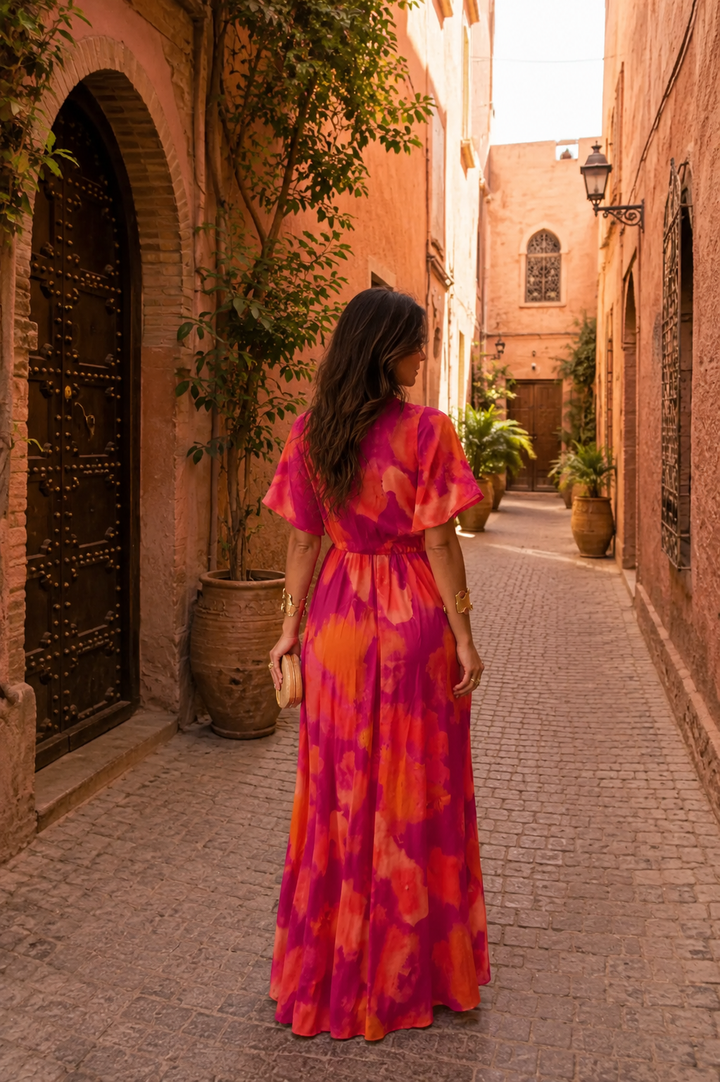 ISLA | SUNSET FLORAL HOLIDAY DRESS