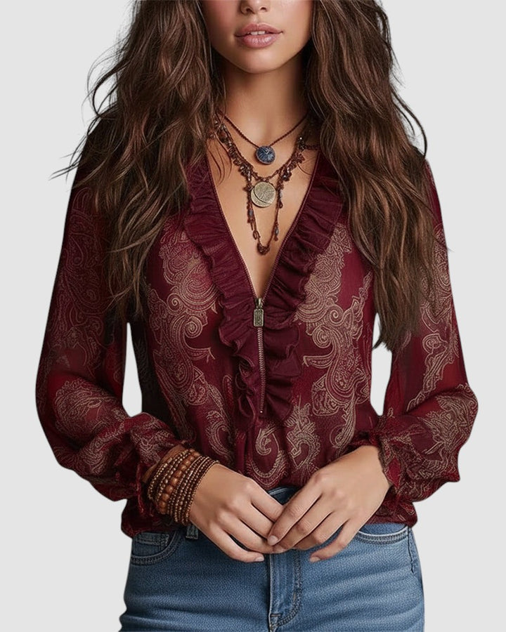 KIM | HALF ZIP BLOUSE