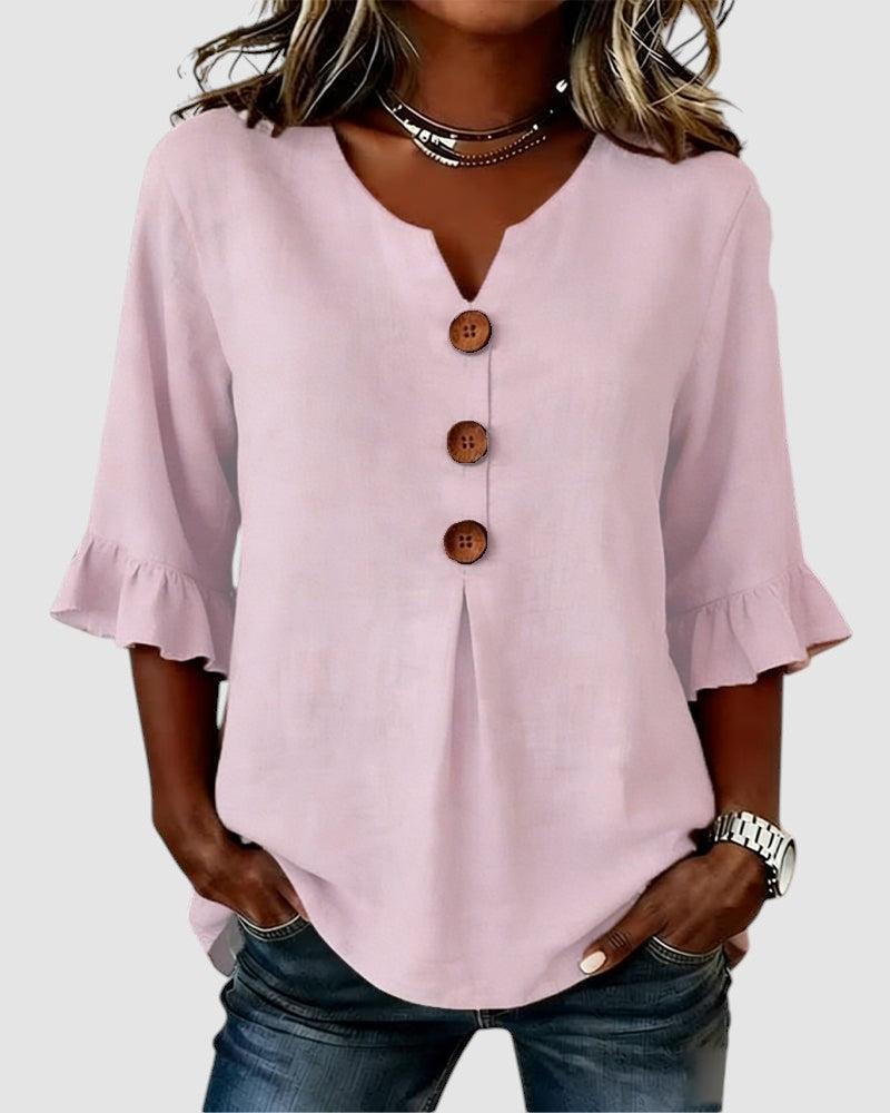SOPHIA | LINEN BLEND BUTTON BLOUSE
