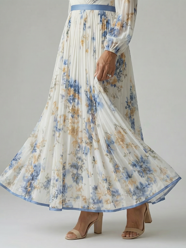 RIELLE | PLEATED WRAP MIDI DRESS